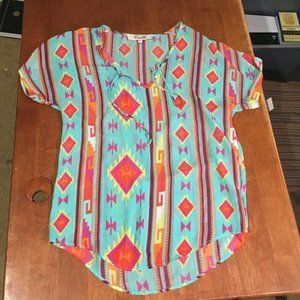 Blue and Red Tunic Top